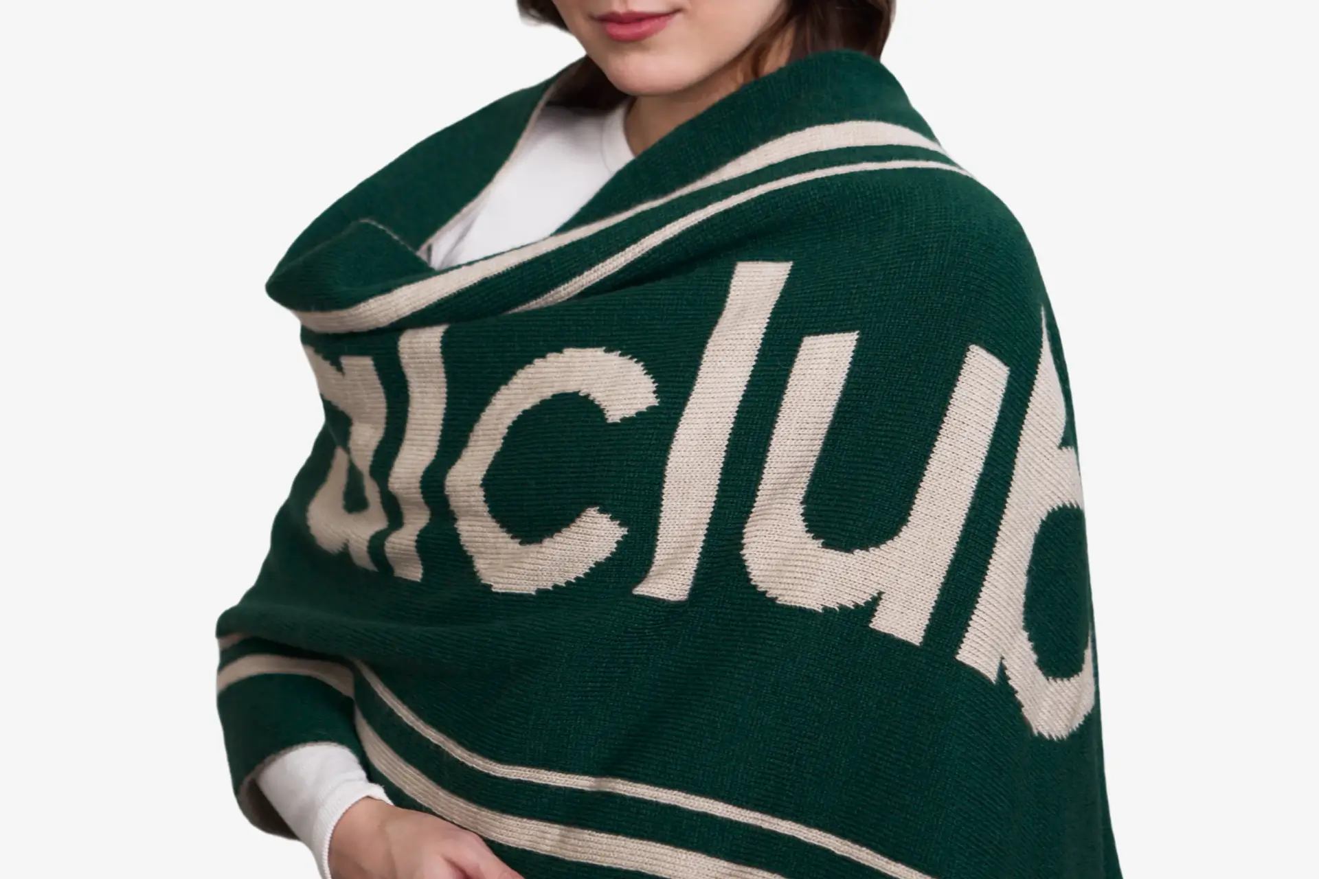 Шарф, зеленый/бежевый